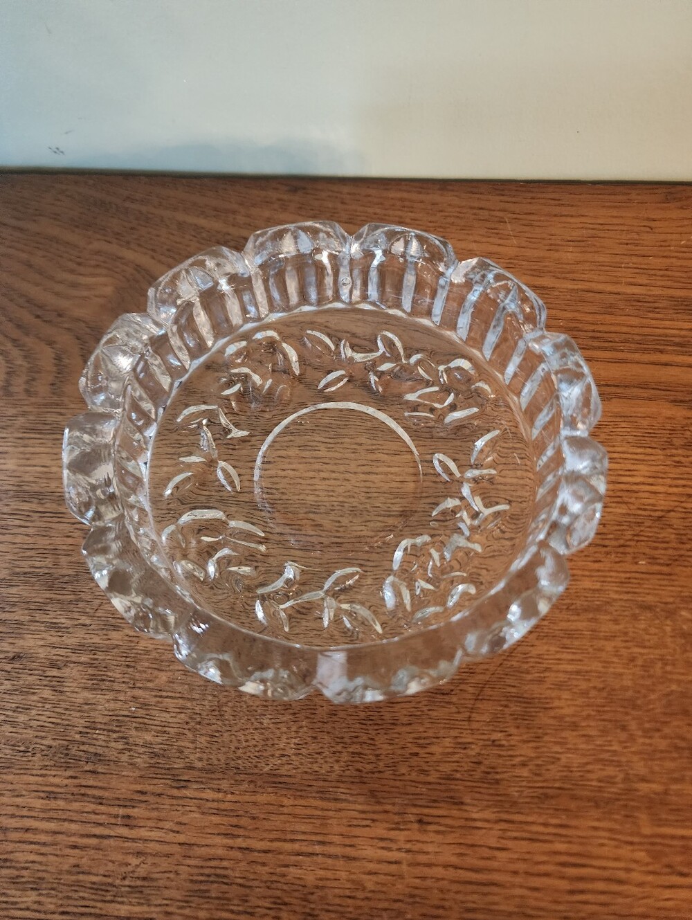Vintage Glass Ashtray Floral Pattern